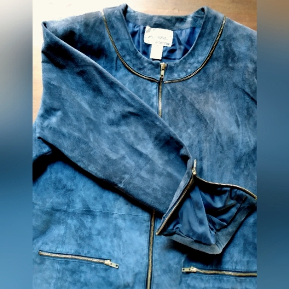 Linea by Louis Dell' Olio Suede Zippered Jacket with Zipper Detail - Picture 8 of 9